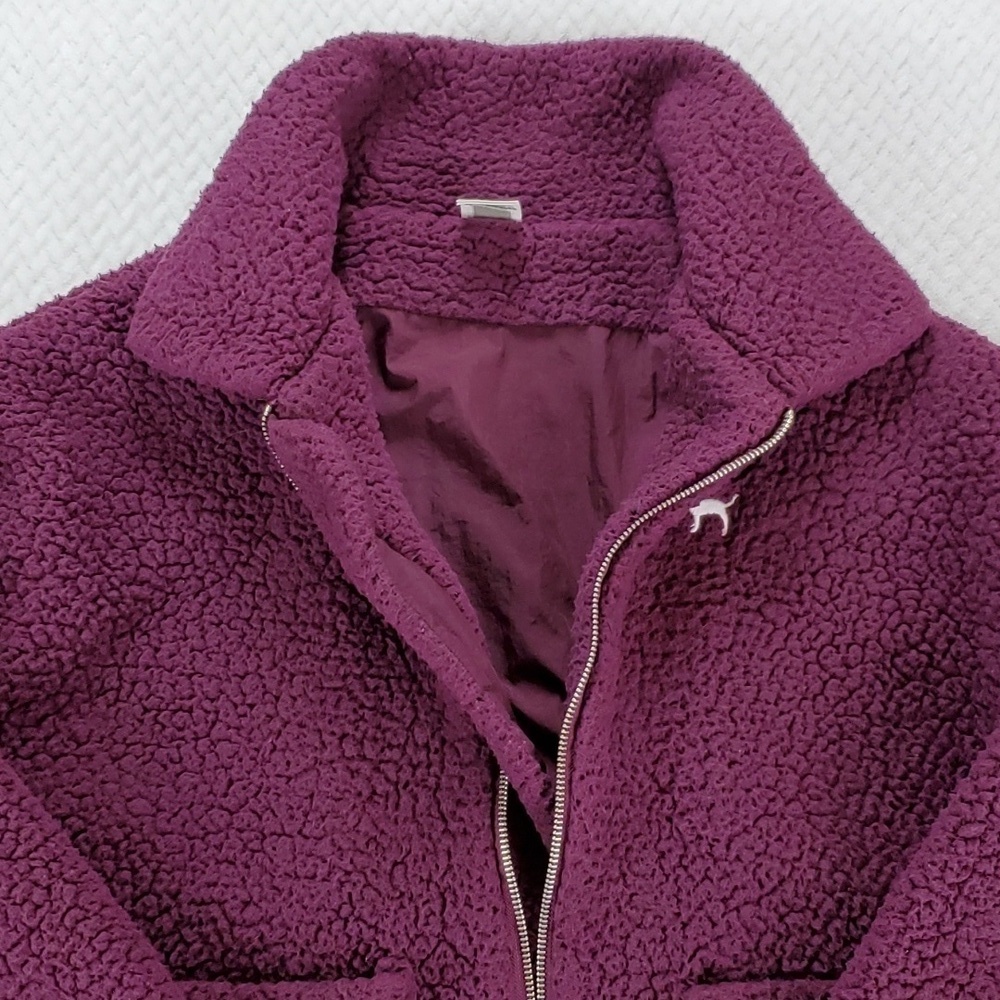 Victoria's Secret Pink "Eggplant" Oversized Sherpa Zip-Up Jacket XS - Picture 10 of 17